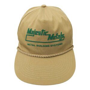 Majestic Metal Rope Snapback Cap Hat Trucker Baseball Khaki Building Systems